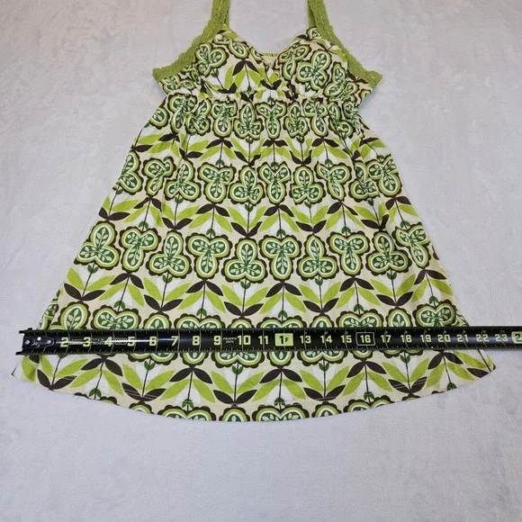 Vintage Y2K Womens Medium Baby Doll Lace Tank Top Green Floral 90s Bella Swan - Picture 9 of 10